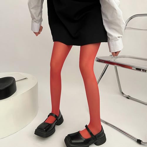 Image of Women Solid Candy Colored Thin Seamless Pantyhose Spring and Semi Opaque Colorful Elastic Footed Tights Stockings