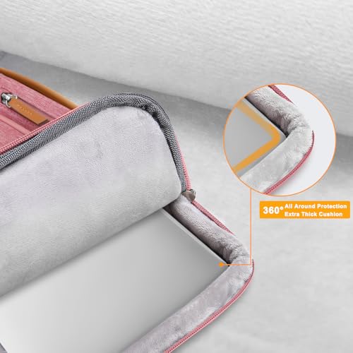 Image of MOSISO 360 Protective Laptop Case 13.3 inch, 13-13.3 inch Laptop Sleeve Compatible with MacBook Air /Pro 13 / Pro 14,HP Dell Acer ASUS,Side Open Carrying Case with 4 Zipper Pockets&Handle, Dusty Rose