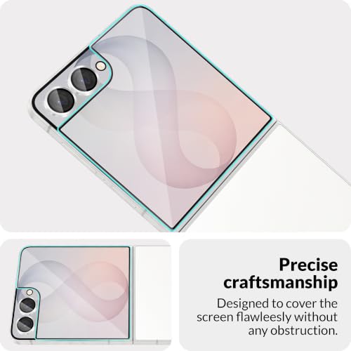 Image of ArmourPro Edge to Edge Tempered Glass for Samsung Galaxy Z Flip 8 with Silver Camera Ring Guard, 9H Screen Protector, Anti-Scratch, Anti-Fingerprint, Bubble-Free Installation Kit