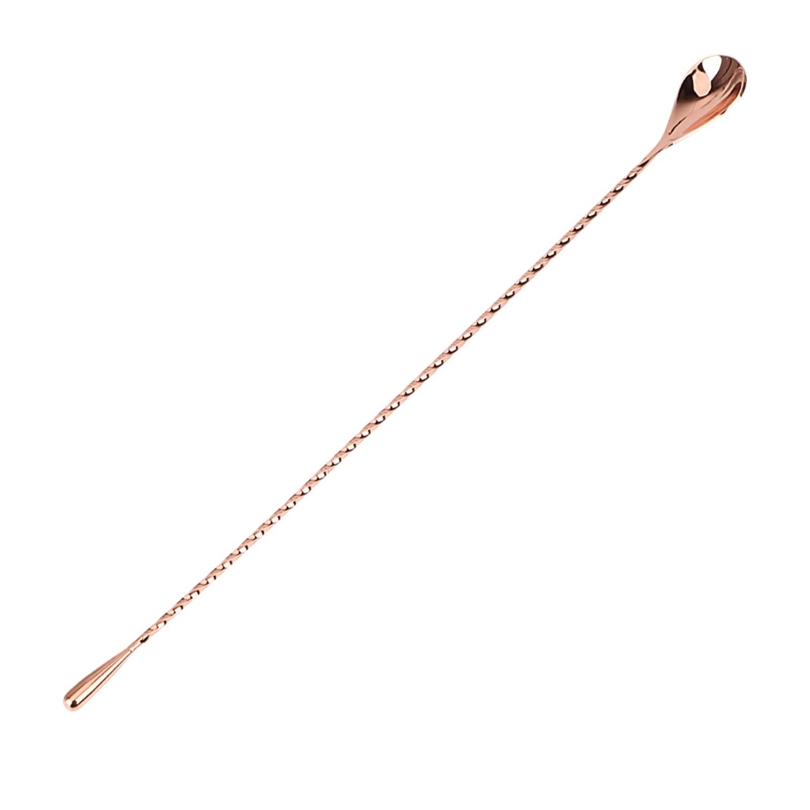 Teelöffel, 6 Stück, 30/40 cm, Edelstahl, Rührlöffel, Cocktail-Spiralmuster, Barkeeper, Teadrop Werkzeug (Roségold, 40 cm)
