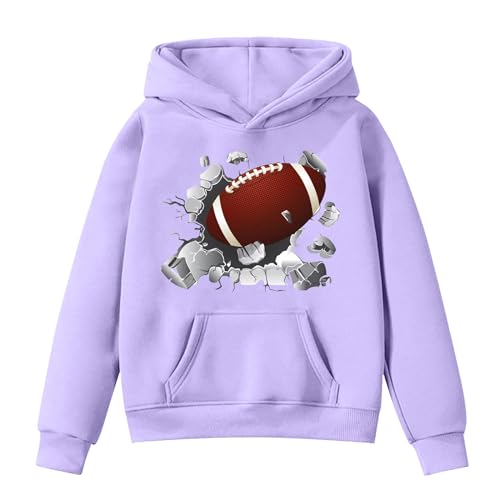 Genérico 2026 Sudadera con Capucha para niños pequeños Super Bowls para fanáticos del fútbol Sudadera para Adolescentes Jugador Deportivo Retro para niños y niñas de Rugby (Purple 7-8 Years)