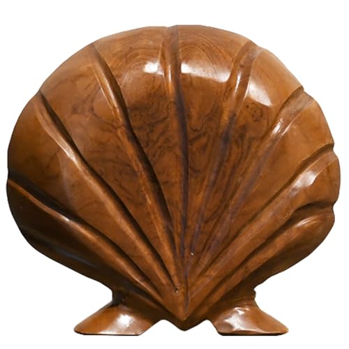 JOLLYMER Seashell Teak Sculpture Home Décor Seashell Teak Sculpture for Shelf Good Gifts for Decoration,7.9'X8.7'X1.6'