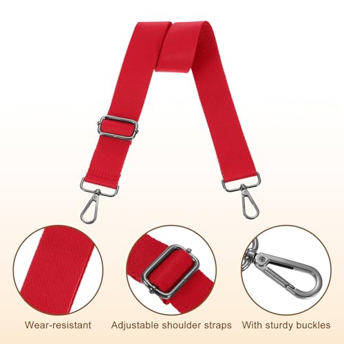 Image of uxcell Wide Shoulder Strap, 3.8cm Adjustable Purse Strap Replacement Crossbody Strap for Shoulder Bag Wallets, Red, Black Pull Core Buckle