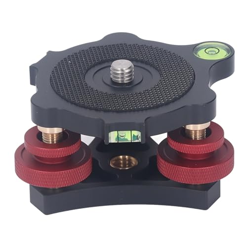 Tripod Head Leveling Base, Aluminum Alloy 3 Built in Bubble Triple Wheels Levels with 3/8 Inch Thread,-/+5° Angle Adjustment for Macro Panoramic Photography