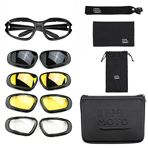 Fahrrad Brille, UV-Schutz Polarisierte Schutzbrille, Motorradbrille Sportbrille Motorrad Gläser 4 Lens Kit, Sport Sonnenbrille mit Aufbewahrungstasche, Ideal für Fahrrad, Motorrad, Outdoor Sport