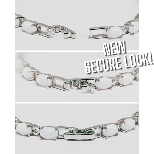 Silver Smile 925 Sterling Silver Blue Topaz Gemstone Bracelets For Women And Girls|Attractive Tennis Bracelet In 7.25" Length With Secure Lock |Comes In A Suede Pouch #TOP3