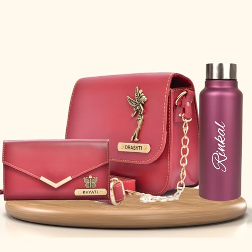 Image of YOUR GIFT STUDIO Customized Women Gift Set | Personalized Ladies Purse, Sling Bag Gift Set | Birthday Gift Set for Ladies | Anniversary Gift for Women