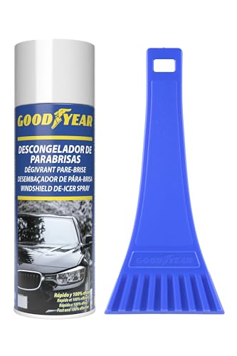 Goodyear Pack Invierno Descongelador de Parabrisas 400 ml y Rasqueta Pequeña Eco, Solución Completa para Eliminar Hielo y Escarcha del Parabrisas