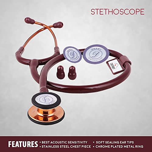 Image of Dr. Tech Classic II SS Stethoscope Heart Beat Monitoring Chest Piece Medical Instrument for Doctors, Nurses (Copper)
