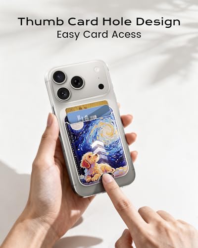 Image of KPNEOL Magnetic Mag-safe Wallet Cell Phone Card Holder for Phone Case with Mag-Safe, Stronger Magnetic RFID Leather Stick on Phone Wallet Compatible with iPhone 17 /16 /15 /14 /13 /12 Series, Puppy Color
