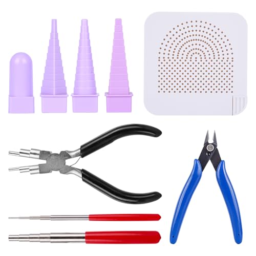 GJ FAFA Wire Wrapping Set Wire Bending Jig Coil Jig Tool Quilling Tool Paper Crimper Jaw Pliers and Cutting Tweezers for Jump Rings Making Beading Jewelry Forming and Shaping Tool(9PCS)