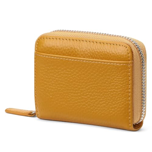 Image of SENDEFN RFID Credit Card Holder for Women Small Leather Zipper Card Case Wallet 15 Slots