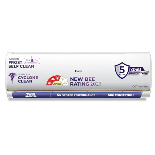 Haier 1.5 Ton 3 Star Twin Inverter Split AC (Long Air Flow, HD Fi...
