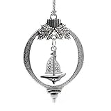 Inspired Silver - 1.0 Carat Sailboat Charm Ornament - Silver Customized Charm Holiday Ornaments with...