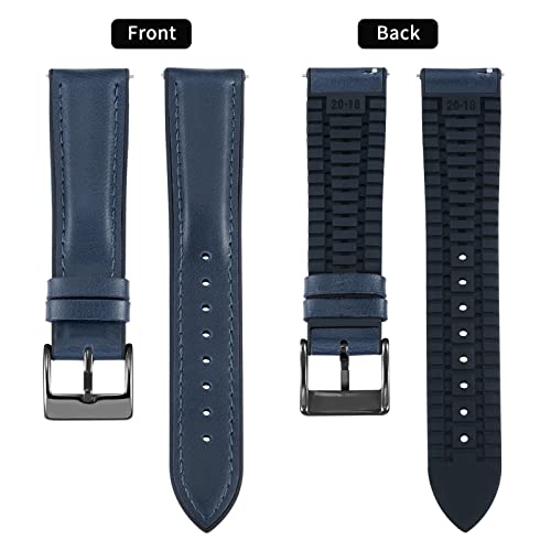Image of BINLUN Leather Watch Band 14mm 16mm 18mm 19mm 20mm 21mm 22mm Quick Release Premium Oil Wax Leather and Breathable Silicone Hybrid Watch Bands Replacement Strap for Men Women