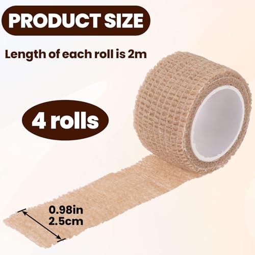 Deozu 4 Pack Self Adhesive Bandage Wrap, Elastic Bandage Tape for Broken Toes Fingers Protector, Wrist Ankle Sprains Swelling