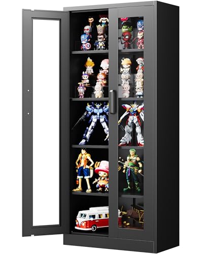 PEUKC Display Storage Cabinet with Glass Door, 67...