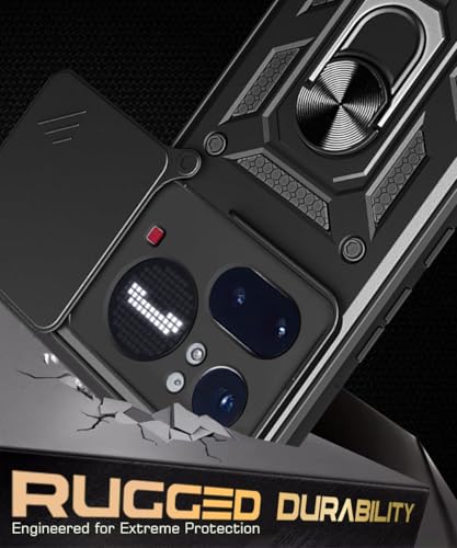 Image of WOW IMAGINE Tough Armor Bumper Mobile Back Case for Nothing Phone 4A Pro | Sliding Camera Cover | Shock Proof 360 Protection | Hybrid PC + TPU | Ring Holder with Kickstand - Black