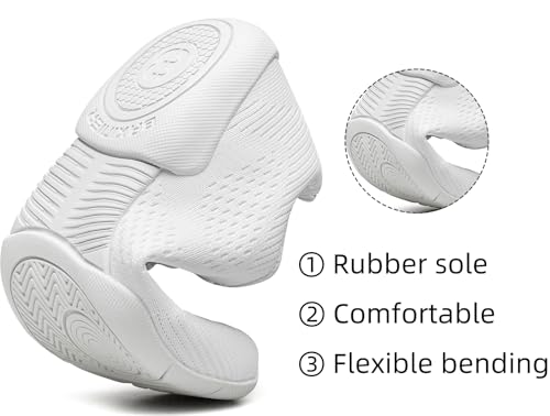 Image of BAXINIER Girls White Cheerleading Shoes Breathable Youth Cheer Competition Sneakers Athletic Training Dance Tennis Walking Shoes