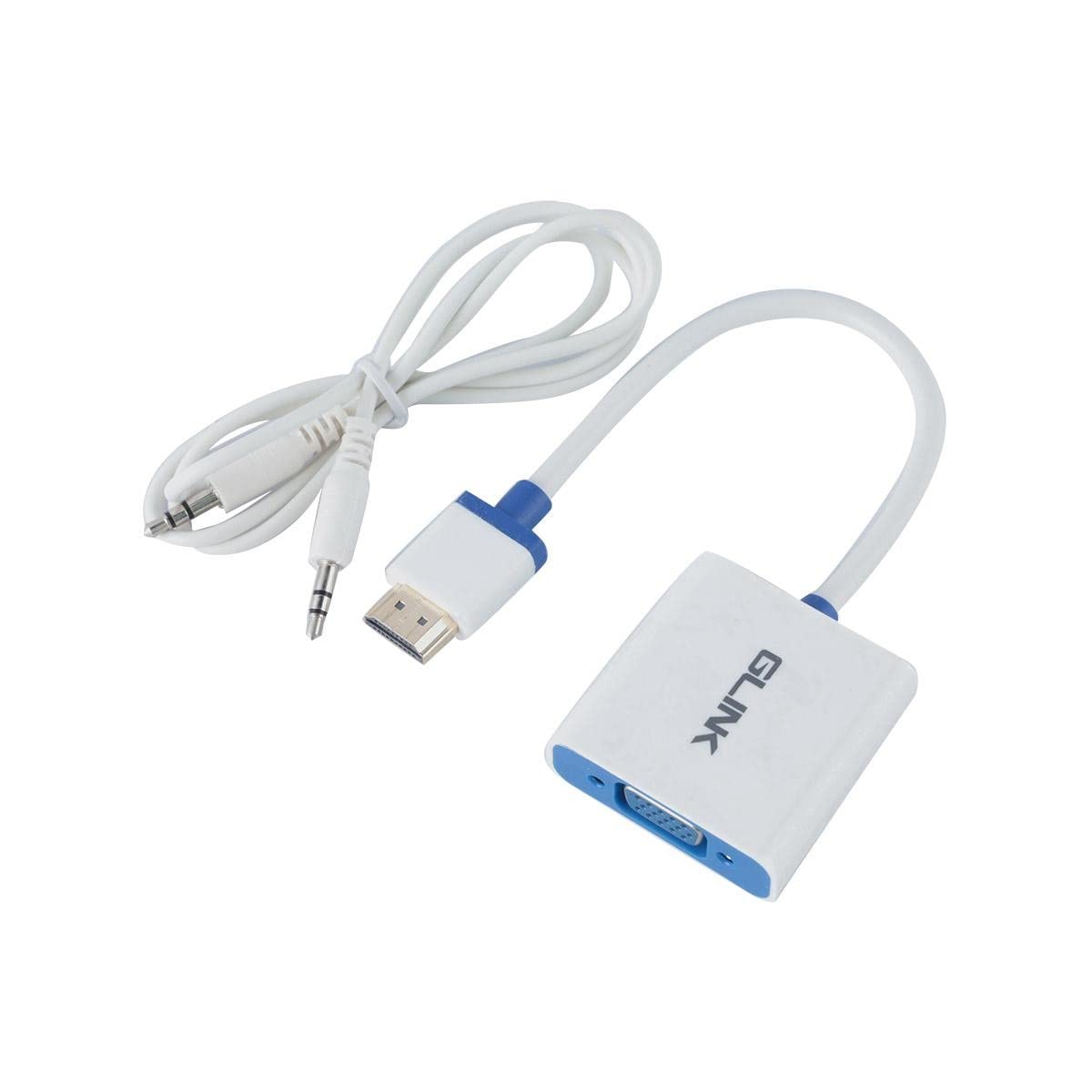 GLINK GL 001 HDMI to VGA with Audio Converter Adapter, Support 1920×1080 (1080p) / 720p /1600×1200 for HD Monitors, Projectors, Laptop/Gold-Plated Transfer Audio & Video (White) (B09XFMTP51) Amazon Price History, Amazon Price Tracker