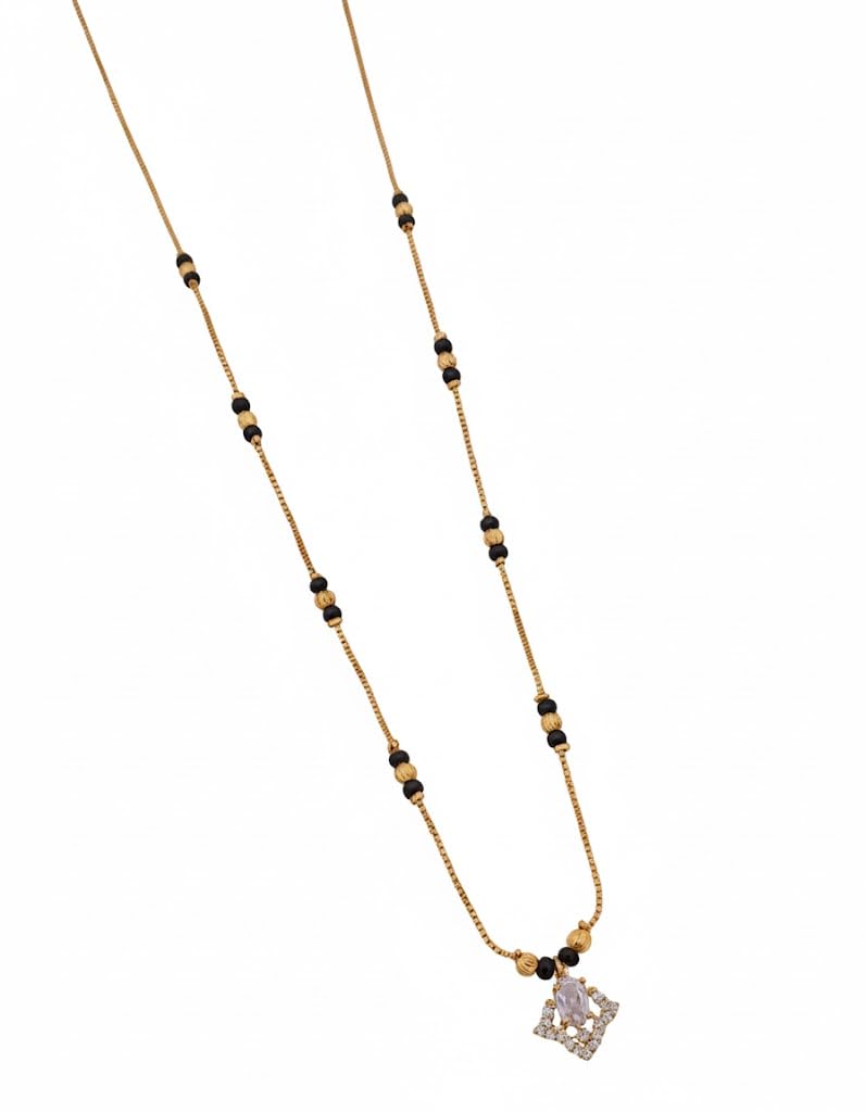 gemrkk Mangalsutra with Gold Chain, Black Beads, Crystal Pendant Design-picture-36