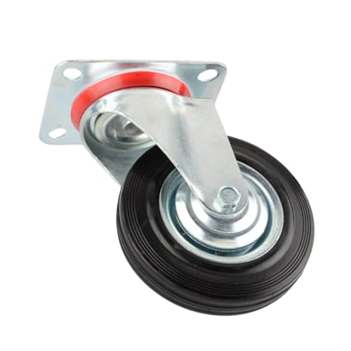 Image of Dunnet Tools Single 75mm Heavy Duty Castor Wheels 25kg Steel Plate Swivel Casters With Double Ball Bearing Solid Rubber Caster Wheels For Trolley Easy Fit Indoor And Outdoor Furniture Castors