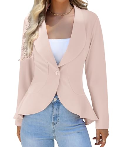 KOJOOIN Damen Casual Open Front Langarm-Blazer - Lässiger Arbeits- und...