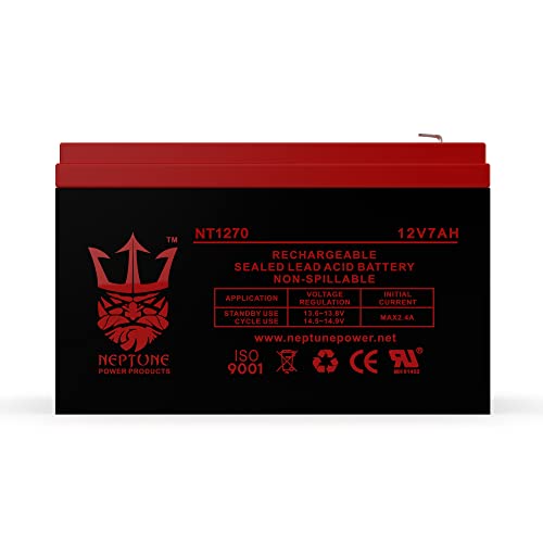 Neptune Power Products Brand NT1270 12v 7ah Rechargeable Sealed Lead Acid Battery Compatible with Scooter - Leak Proof SLA Replacement Battery for Yuasa