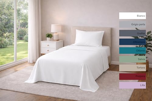 Hermet Set Lenzuola Letto Singolo In Tinta Unita, 3 Pezzi, Lenzuolo Con Angoli, Lenzuolo Piano, Federa 50X80, Angolo 30 Cm, Morbida Microfibra, Certificato Oekotex, No Stiro - 6
