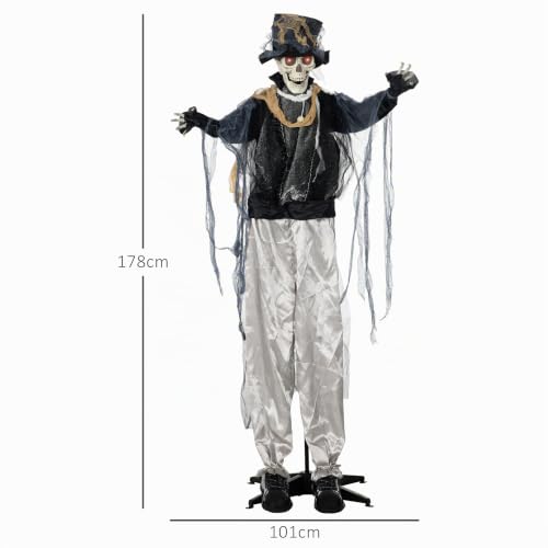 HOMCOM Halloween Deko Skelett Outdoor 178cm Animiert Halloween Skelett – Bild 3