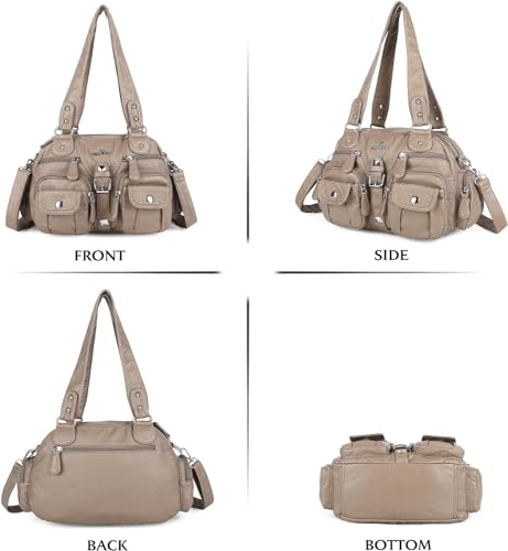 Image of Angel Kiss Hobo Crossbody Purses for Women Shoulder Bag Multipocket Soft Hobo Purses Removable Strap Leather Handbags