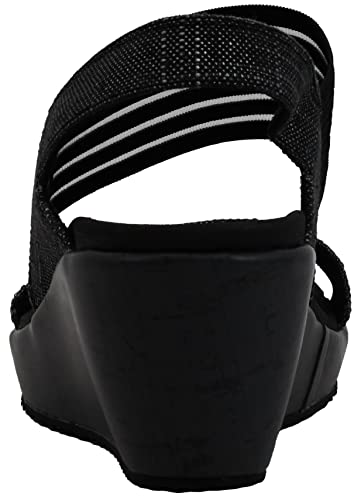 Skechers Skechers Women's Beverlee Smitten Kitten Wedge Sandal, Black/Black, 6 M US