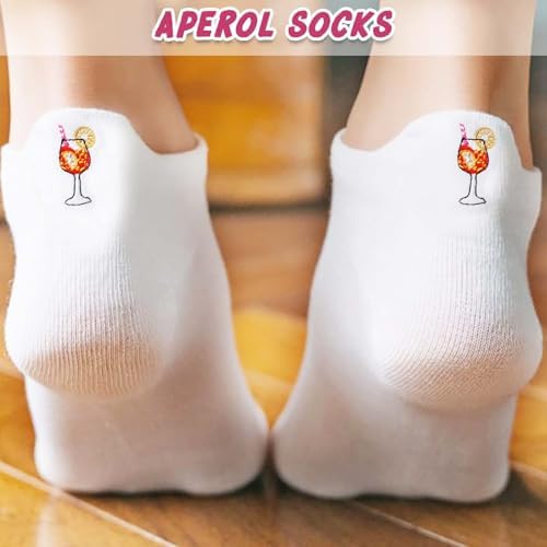 Chaussettes Aperol Spritz, Coton Blanc Avec Motif Verre à Vin, Unisexe Sport/Tennis/Foot, Cadeau Original Pour Amateurs D'Aperol (FR/ES, Numérique, 36, 42, Taille Normale, Taille Normale, 1, Blanc