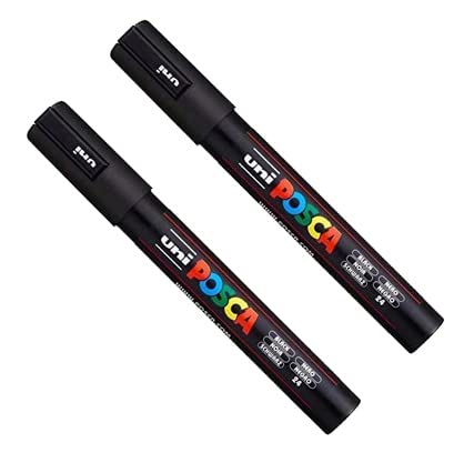 Posca PC-5M 1.8mm - 2.5mm Tip Paint Marker Pen - Black Ink - Pack of 2