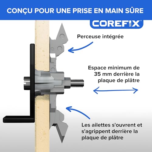 Fixation plaque de plâtre Corefix Spike lot de 24 ancrages muraux avec vis M5 - 4