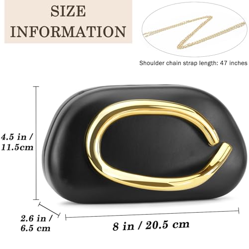 Cartera tipo clutch para mujer, bolso de noche redondo clásico con asa metálica y cadena desmontable, ideal como bolso de vacaciones y fabricado en cuero sintético PU miniatura 4