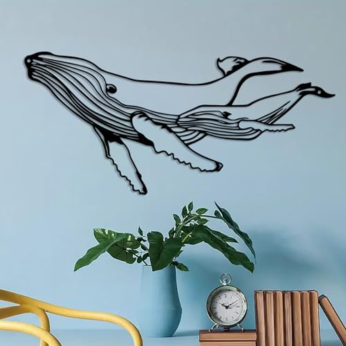 DUOOLN Metal Fish Wall Art Decor, Marine Sculpture for Bathroom Ornament