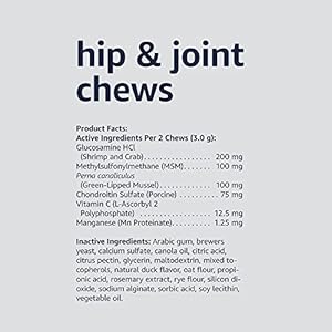 Amazon Basics Dog Hip & Joint Supplement Chews, 60 Count (Previously Solimo)