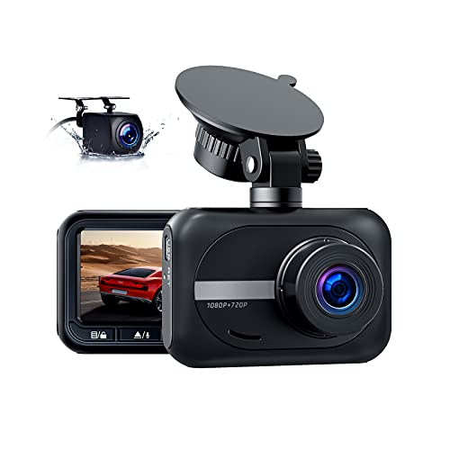 1080P Dash Cam Front and Rear, Dual Dash Cam with Waterproof Backup Camera for Cars, Mini Small Car Dash Camera w/2.45" IPS Screen WDR Wide Angle G-Sensor Loop Recording Parking Mode