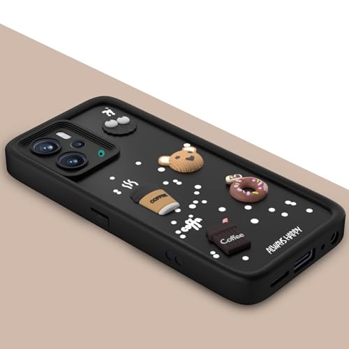 Image of Bintage Cute Fun Taddy| 3D Ball Bear| Donut| Coffee Rubber Case Full Body & Camera Protection Back Cover Compatible for Realme 14 5G / Realme 14T 5G - Black