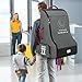 RAINSMORE Padded Car Seat Travel Bag for Airplane Heavy Duty Car Seat Backpack for Air Travel Baby Carseat Cover Bags for Airport Large Car Seats Carrier Fits Car Seats & Booster Seats,Gray