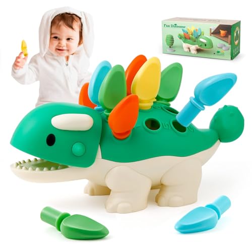 Preescolar, Music Shoonlo Juguetes de Clasificación de Colores y Contar, Juguetes Didácticos para Encajar de Dinosaurio, Juguetes Sensoriales Montessori, Juguetes de Educación...