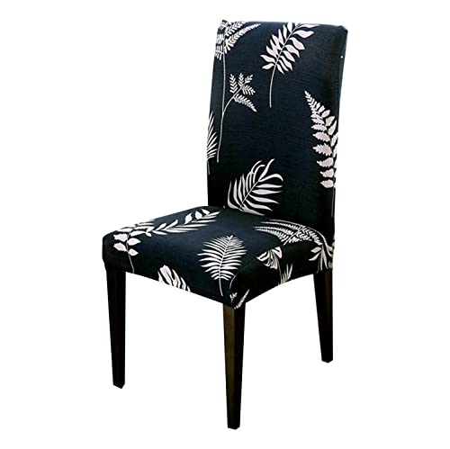 Image of House of Quirk Elastic Chair Cover Stretch Removable Washable Short Dining Chair Cover Protector Seat Slipcover (Pack of 1, Dark Blue Petals)