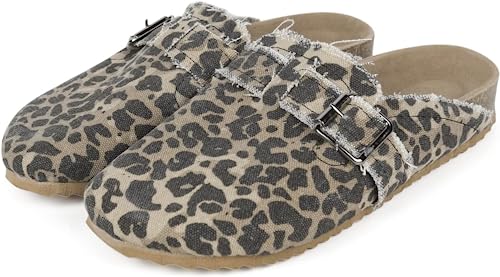 RACHAPE Canvas Loafer Women's Vintage Clogs Flat Slides Slip On Mules Shoes Low Top Backless Casual Sneakers for Walking