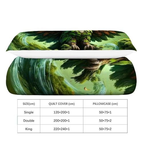 Housse de couette 3D enfants Green Owl parure de lit single 135x200cm