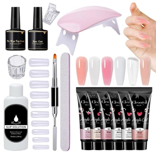 Kit de Gel para Uñas,herramientas de diseño de manicura extra fuertes de 6 colores,Capa Base y Gel de Extensión de Uñas | para Adultos, Entusiastas, Principiantes, Mujeres, Novia y