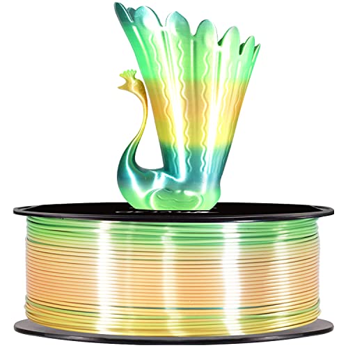 Image of Silk Yellow Green Multicolored Fast Color Gradient Change PLA 3D Printer Filament, 1.75mm 1Kg Multi Colored Rainbow 3D Printing Material, Widely Fit for 3D Printers by TTYT3D
