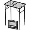 JiGiU Folding Grill Table with Mesh Desktop Lightweight & Portable Camping Table Outdoor Grill Tables Aluminum Alloy Foldable Grill Table 3 Height Adjustable for Camping Picnic Cooking BBQ