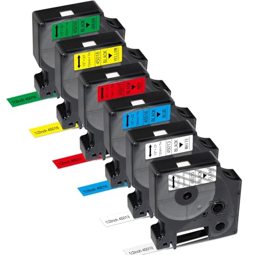Ruban D1 12mm pour ranger la maison lot de 6 bandes de couleur pour Dymo Labelmanager Pnp