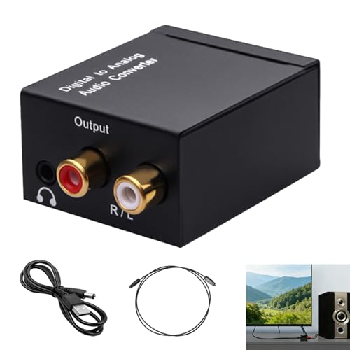 Convertisseur Audio Numérique vers Analogique 192kHz, Convertisseur SPDIF Optique Coaxial Toslink...